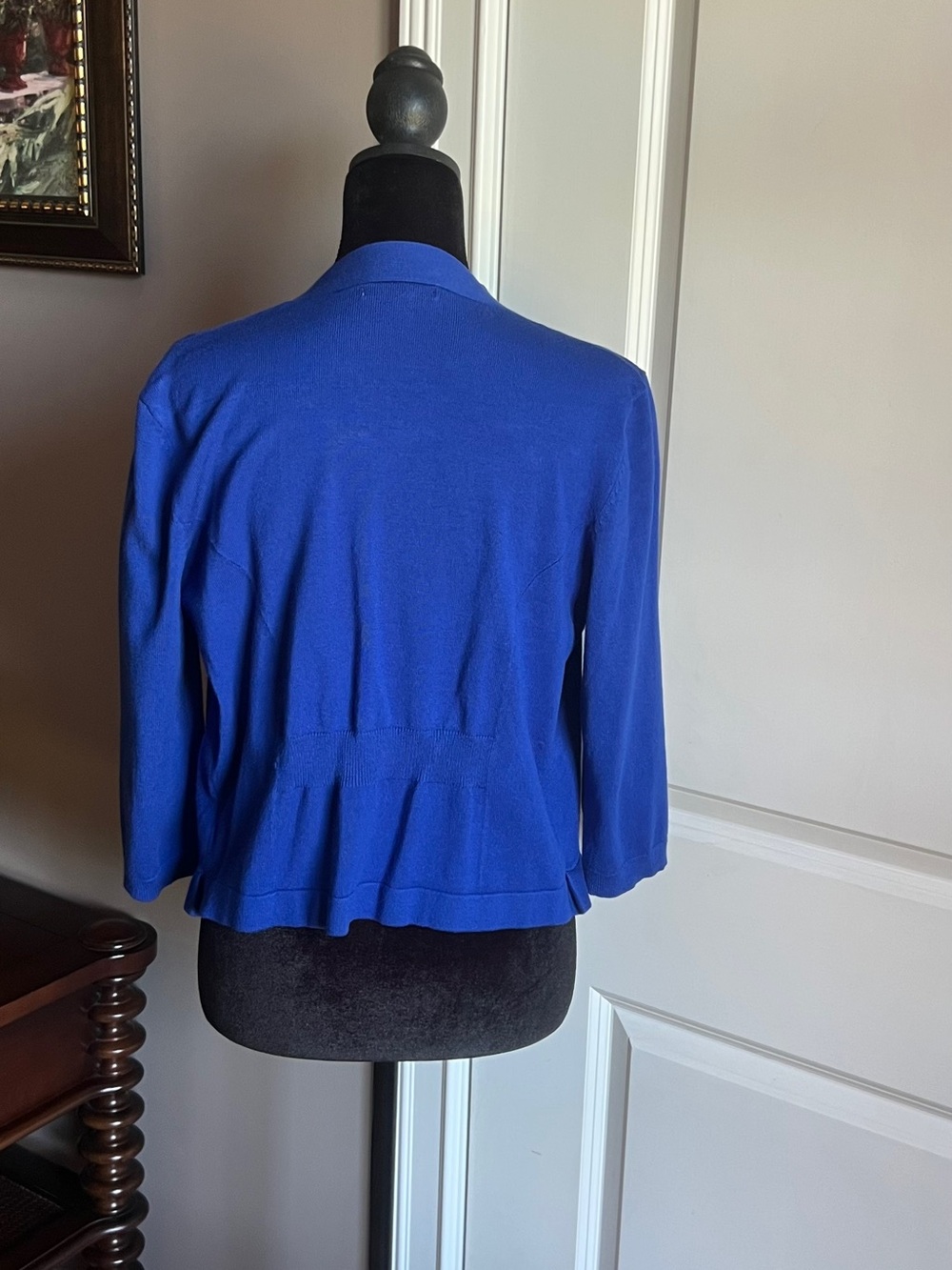 Madison Royal Blue Ruffle-Front Open Cardigan - Picture 2 of 3